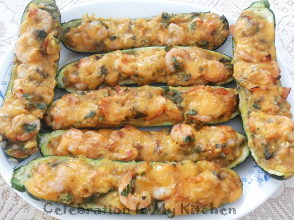 Stuffed Zucchini Boats with Shrimps