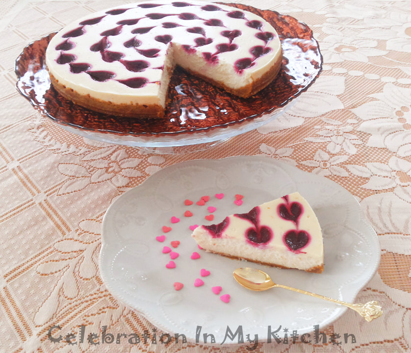 Cheesecake with Raspberry Hearts
