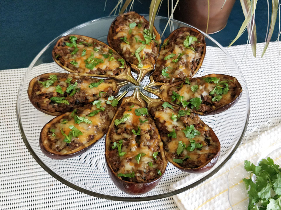Goan-Style Stuffed Eggplants With Ground Beef